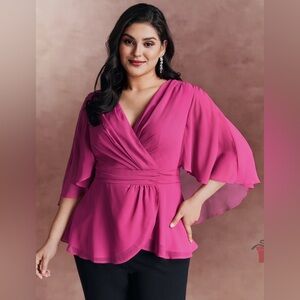 BloomChic Chiffon Shawl Layered sheer Blouse size 1X